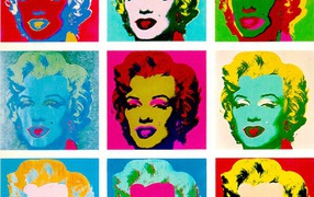 Painting of Andy Warhol Colorful heads