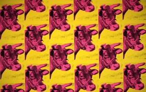 The painting of Andy Warhol red cow
