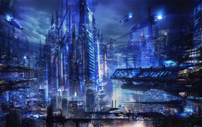 Blue metropolis of the future