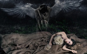 Черный ангел над девушкой