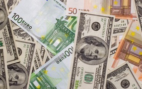 	 Banknotes of Euro and dollar