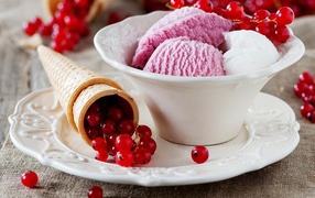 Ice cream with red currants