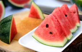 Cut watermelon on a plate