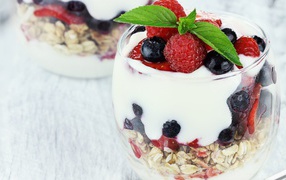 Dessert with nuts and berries