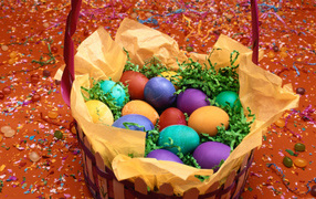 Basket of confetti eggs for Easter