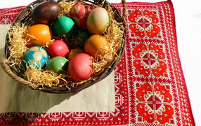 Basket of eggs on Easter embroidery