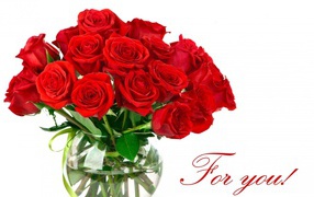 Bouquet of red roses on March 8 in a vase