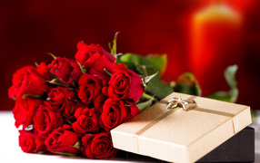  Bouquet of red roses on March 8 as a gift
