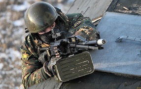 Commando with a machine gun