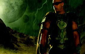 Actor Vin Diesel in a role of Riddick