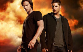 Brothers on a background of fire from the show Supernatural