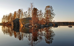 Stone island on the lake