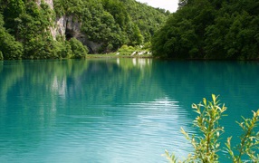 Blue lake in the summer