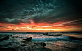 Sunset on the beach in Australia