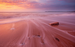	   Pink sand at sunset