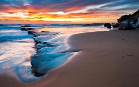 	   Sunset on the stone beach