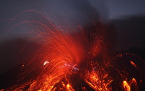 Искры извержения вулкана