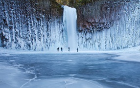 Magnificent frozen waterfall