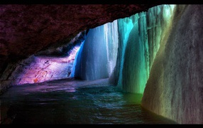 Rainbow frozen waterfall