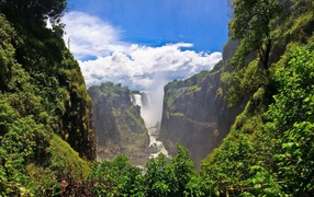 Waterfall and mountain gorge