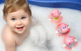 Cute baby bath