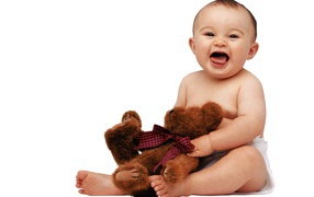 Cute baby with teddy