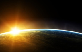 View of the sunset from space