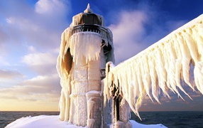 Lighthouse in the frozen icicle
