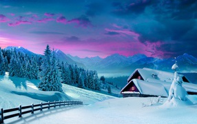 Зимний пейзаж в горах