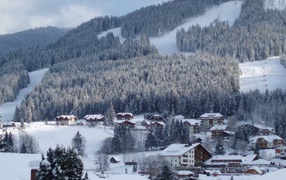 House on the slope in the ski resort of Bad Kleinkirchheim, Austria