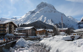 Mountain River in the ski resort of Lech, Austria