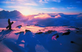 Розовый закат на горнолыжном курорте Сант Антон, Австрия