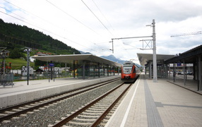 Железнодорожный вокзал на горнолыжном курорте Шладминг, Австрия