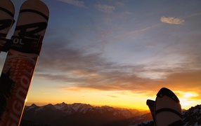 Закат на горнолыжном курорте Зёльден, Австрия