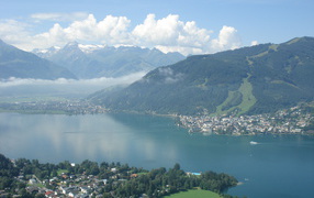 Town on the coast in the resort of Zell am See, Austria