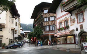 Walking down the street in the resort of Zell am See, Austria