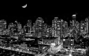 Night in the city of Vancouver, British Columbia, Canada