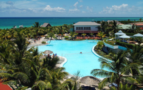 Hotels on the beach in the resort of Cayo Coco, Cuba