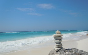 Stones on the beach in the resort of Cayo Largo, Cuba