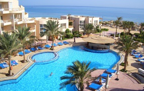 Hotels on the beach in the resort of Hurghada, Egypt