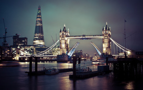 Evening lights of London, England