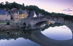 Bridge over the river in Brittany, France