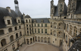 Courtyard of the castle in the Loire, France