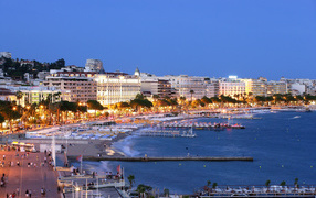 Evening lights in Cannes, France