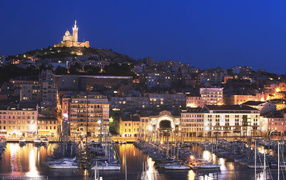 Evening lights in Marseille, France