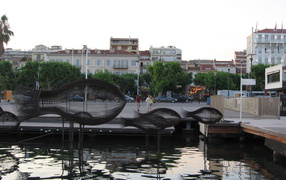 Fish sculptures at the resort Miramar Kruesti, France