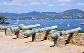 Gun on the seafront in the resort of Saint-Tropez, France