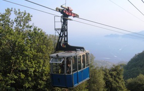Cableway in the resort of Rapallo, Italy