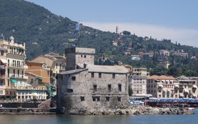 Castle on the waterfront in the resort of Rapallo, Italy