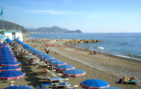 Golden Beach in the resort of Celle Ligure, Italy